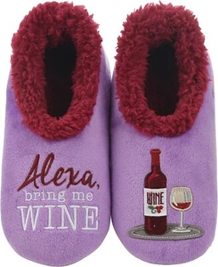 Snoozies Pairable Slipper Socks | House Slippers Small, Alexa Bring Me Wine - Picture 1 of 6