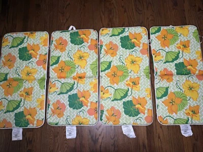 (4) Cojines de asiento de silla de exterior florales vintage años 60’s 70 MCM amarillo verde naranja Foto 1 de 4