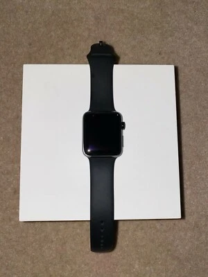 Apple Watch Series 3 38mm Space Black Stainless Steel Case with black strap. - Image 1 of 4