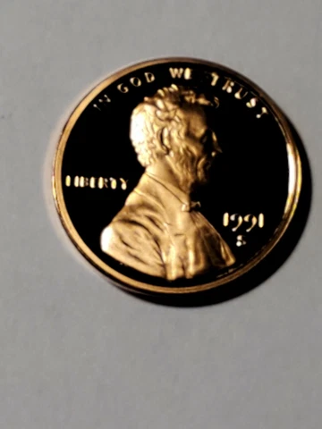 1991 S Lincoln Cent Proof from U. S. Mint Proof Set Very Nice Coin Cover