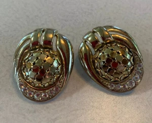 Vintage Whiting And Davis Mesh Rhinestone Earrings - Picture 1 of 6