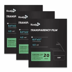 60 Sh Koala Transparency Film 8.5x11 Clear for Overhead Projector Laser Inkjet - Picture 1 of 11