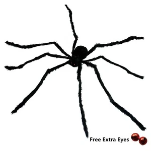 Black Halloween Decorations Spiders, Poseable Furry Spider Foldable Scary spider - Picture 1 of 30