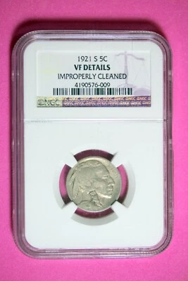 1921 -S NGC VF DETAILS IMPROPERLY CLEANED BUFFALO NICKEL!!!! #B29192 - Image 1 of 2