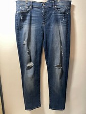 7 For All Mankind Josefina Skinny Boyfriend Jeans Distressed Button Fly Size 32