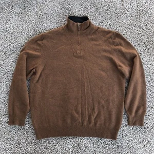 Rani Arabella 100% Kaschmir Strick 1/4 Zip Pullover Gr. 52 braun Loro Piana Garn - Bild 1 von 9