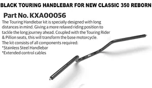 "BLACK TOURING HANDLEBAR" FIT FOR ROYAL ENFIELD NEW CLASSIC 350 REBORN - Picture 1 of 2