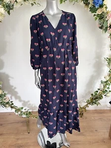 Womens Joules Sienna Dress Size 12 16 & 22 Navy Sprig Floral NEW FREEPOST OZ01 - Picture 1 of 22
