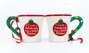 NUEVO juego de 2 tazas de cerámica de vacaciones de Navidad Russ ""I'm One Fruitcake Meltdown - Imagen 1 de 5
