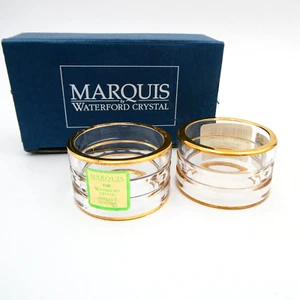 Juego de 2 servilleteros Marquis by Waterford cristal HANOVER GOLD en caja vintage - Imagen 1 de 8
