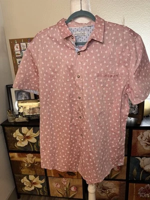 Sovereign Code Men Red Short Sleeve Button Down Sailboat Print Shirt Size XL - Image 1 of 4