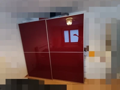 Schwebetürenschrank mit Glastüren rot 224x64x221cm - Bild 1 von 4