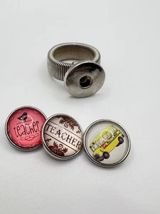 Druckknopf Charm für Ingwer Druckknopf ~ Ring & 3 Charms ~ Lehrer Schulbus - Bild 1 von 3