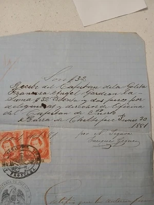 Timbre Fiscal Vieux Papier De 1881 Très Intéressant . Mexique.  - Photo 1/4