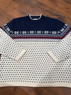 Vintage Lands End Mens XL Nordic Fair Isle 100% Wool Sweater Crewneck - Image 1 of 4
