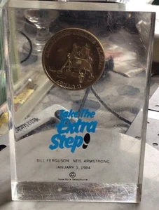 Vintage take the extra step New York telephone Lucite Apollo 11 Coin Display 5” - Picture 1 of 6