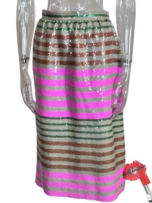 J Crew блестки Midi юбка женщин 4 розовый зеленый многоцветный опрятный стиль 86232 - Изображение 1 из 4