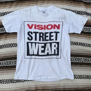Vintage 80's Vision Street Wear White Black BMX Skateboard Tee Shirt Sz Large - Picture 1 of 12