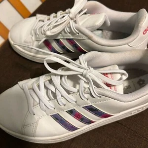 Farm Rio x Adidas Grand Court Leather Floral White Pink Women's Size 6 - Picture 1 of 8