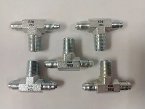 EATON 2601-04-04-04 1/4" JIC TO 1/4" JIC TO 1/4" NPT STEEL TEES (LOT OF 5) - Picture 1 of 2