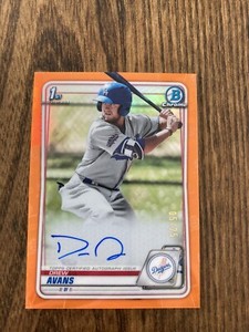 2020 Bowman Chrome Drew Avans Dodgers Orange Refractor Auto #/25