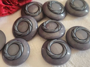Lot 8 boutons vintage gris lumineux travaillé pied  2,2 cm ref 349 cm ref 349 - Picture 1 of 4