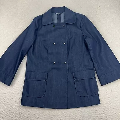 Brooks Brothers Denim Blazer Womens 8 Double Breasted Gold Shank Ball Buttons - Image 1 of 4