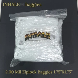 INHALE®️ Resealable CLEAR baggies 1.75”X1.75”  2Mil/ PACK Of 1000 - Picture 1 of 1