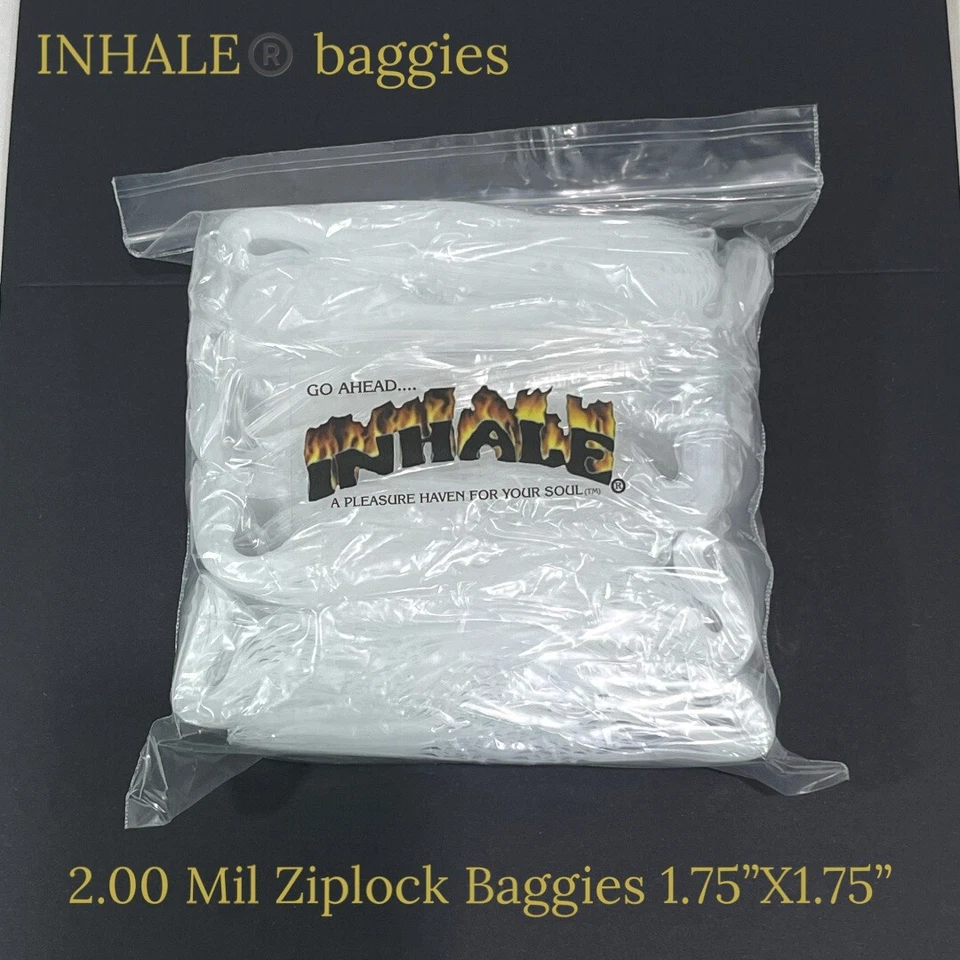 INHALE®️ Resealable CLEAR baggies 1.75”X1.75”  2Mil/ PACK Of 1000 - Image 1 of 1