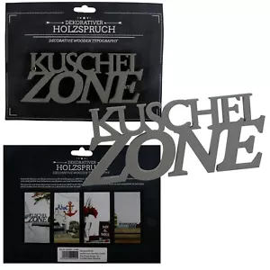 Schriftzug " Kuschelzone " grau Wandbild Wanddeko Deko zum Hängen Holzschschrift - Bild 1 von 1