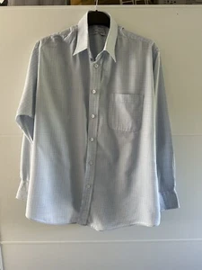 Copperstone  Shirt 17" 43cm Blue Short Sleeve Cotton Rich Check Button-Down Mens - Picture 1 of 9