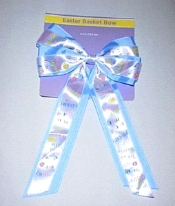 Easter Basket Blue Satin BOW with Hippity Hop, Spring has Sprung, Sunny Days NEW - Picture 1 of 3