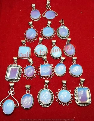 Hot  Milky Opalite Gemstone Pendants 925 Sterling Silver Plated Wholesale Lot - Image 1 of 3