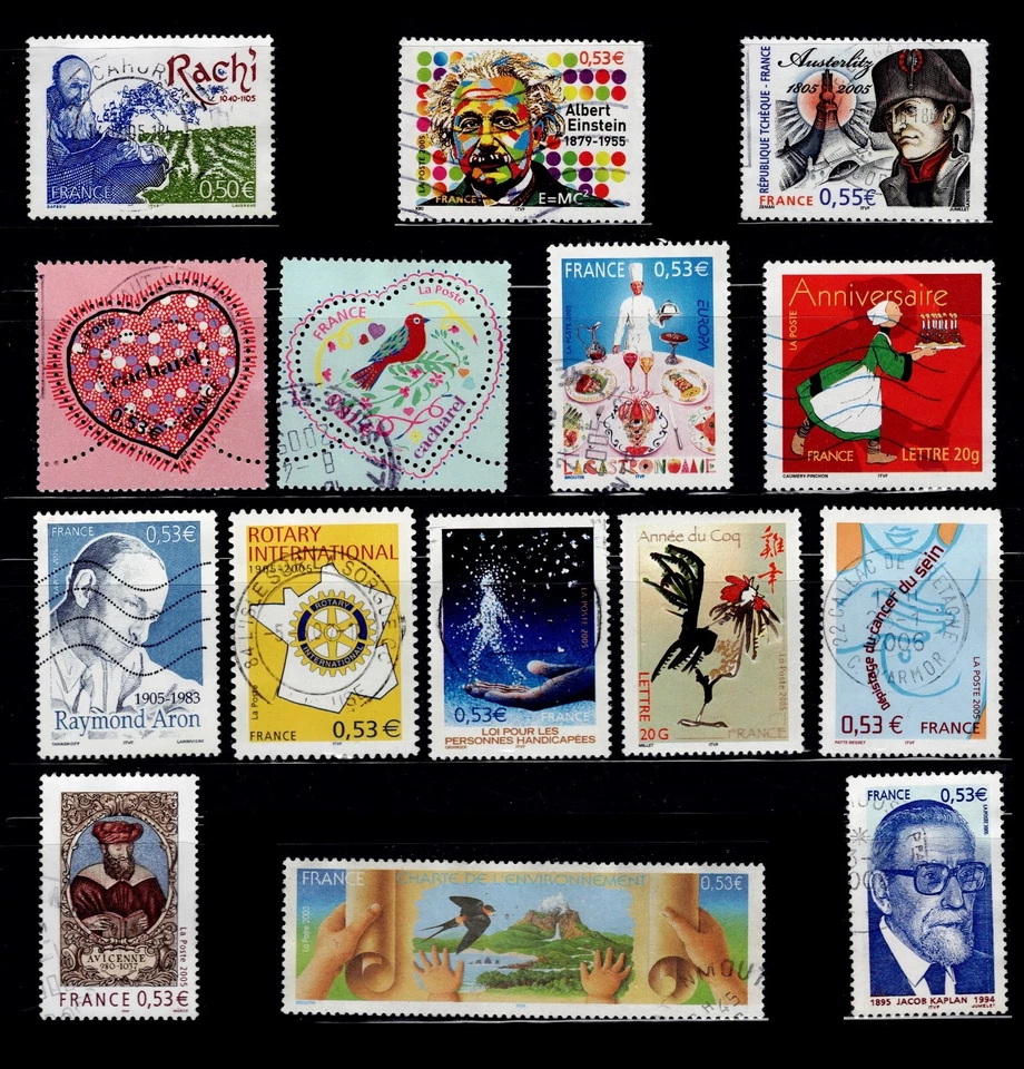 France 3088   3167 Selection of issues of 2005 [ 15 USED Stamps, 2005 ] - Image 1 of 1