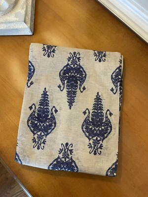 Pottery Barn Jacquard Lino Azul Marino/Tostado Transparente 50x84” Nuevo sin Etiquetas Foto 1 de 2