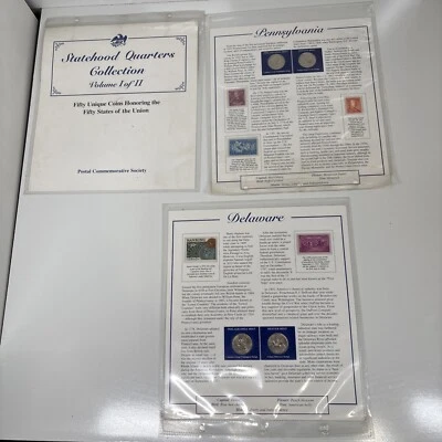 Statehood Quarters collection volume one postal commemorative society, 3 Pages - Image 1 of 4
