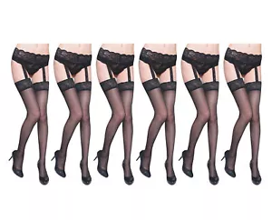 6-Piece Sexy Lady Beileise Top Thigh High Stockings Belt Garter Suspender USA - Picture 1 of 2