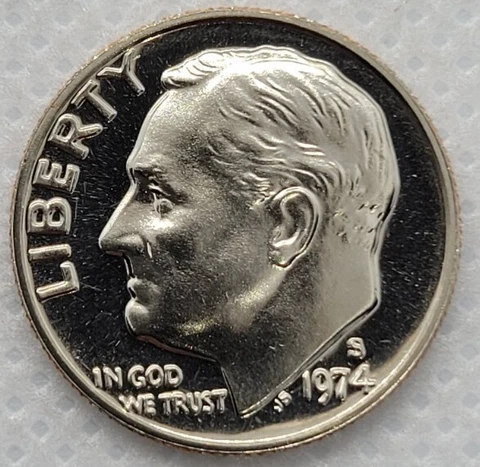 1974 S Proof Cameo Roosevelt Dime Bright and Shiny Dark Fields FREE SHIPPING!! Cover
