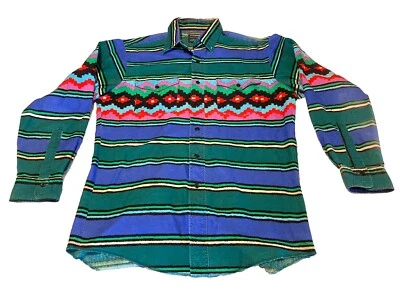 vintage 90s brushpopper wrangler shirt. Bright Aztec Print Medium USA - Image 1 of 4