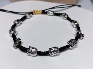 Bracciali intrecciati intrecciati perline acciaio inox testa di Buddha uomo donna regolabili - Foto 1 di 4