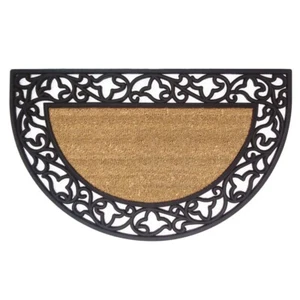 Entrance Mat Acanthus 22" x 36" Half Round Rubber Coir Doormat - Accentuary - Picture 1 of 5