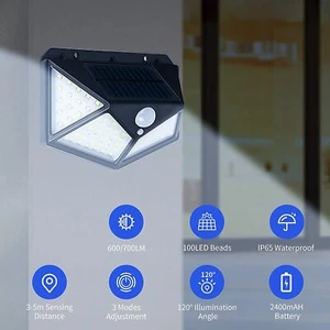 Solar Street Light Outdoor Commercial 700lm Ip65 Waterproof Garden Fence Yard - Picture 1 of 12
