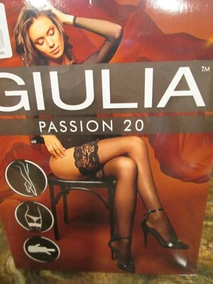 GIULIA PASSION FLORAL LACE TOP DESIGN HOLD UP STOCKINGS  20 DEN 2 SIZES TAN - Image 1 of 4