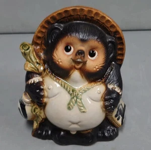 pottery raccoon dog Shigaraki ware Tanuki figurine lucky charm ceramic tanu  - Picture 1 of 8