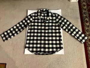 Hanna Andersson Womens Black and White Plaid Pajama Shirt Size M - Picture 1 of 7