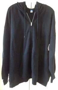 Old Navy Black Oversized Fleece Zip Front Hood Sweatshirt 4XL 5X 30 32 4X - Picture 1 of 7
