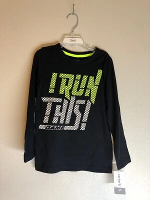 NWT-Boys Carters Black Long Sleeve I RUN THIS GAME Long Sleeve T-Shirt-sz 4/5 - Image 1 of 4