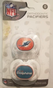 NFL Miami Dolphins Official 2Pcs Baby Pacifiers (Opened - Heavy Card Wear) - Picture 1 of 5