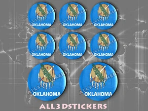 8 x 3D REDONDA Resina Cúpula Bandera Oklahoma - EE. UU. Adhesivo Calcomanía Vinilo - Imagen 1 de 1