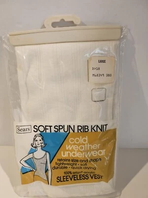 New Vintage Sears Cold Weather Underwear Sleeveless Vest Women's Large L Rib  - Image 1 of 4